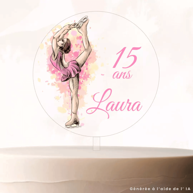 Adorno para tarta de patinaje artístico personalizable