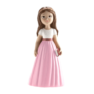 figurita de pastel de comunión para niña