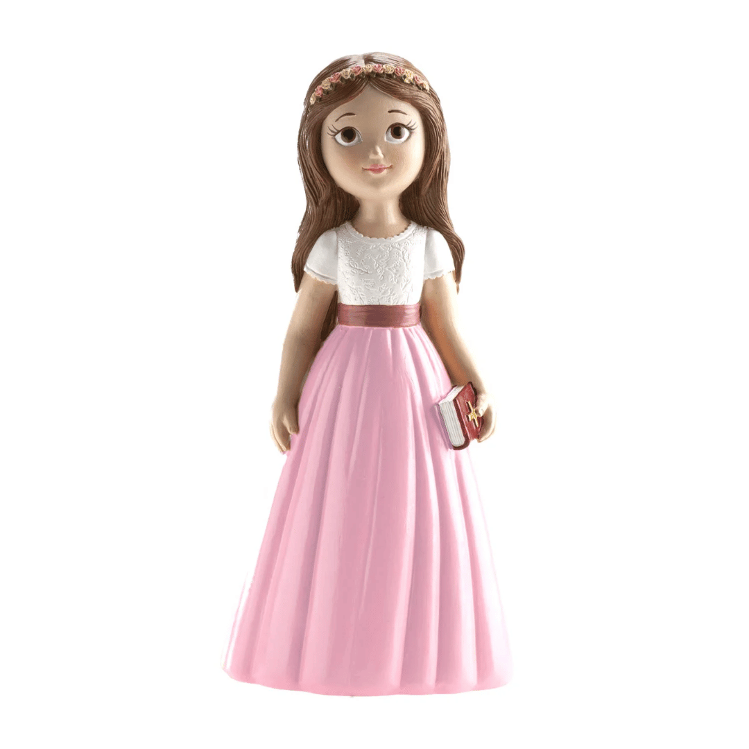 figurita de pastel de comunión para niña
