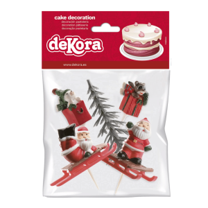 6 adornos para el tronco de Navidad: árboles de Navidad, Papá Noel y regalos.