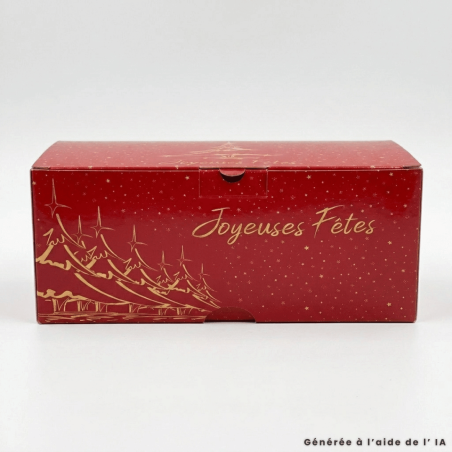 Caja roja para tronco de Navidad con diseño dorado