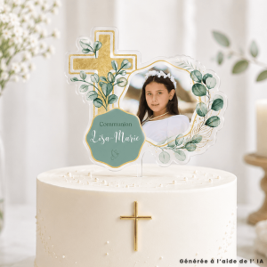 Tarta de comunión con adorno personalizable