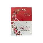 6 mini cajas para troncos de Navidad en cartón rojo y blanco con la inscripción "Felices Fiestas".