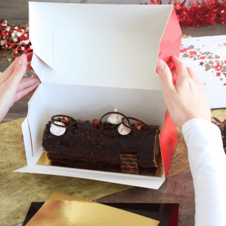 Caja de presentación de tronco navideño rojo