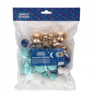 32 adornos azules, blancos y dorados para pastel de baby shower