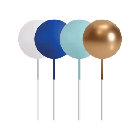 bolas decorativas azules, blancas y doradas