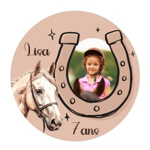 Foto redonda personalizable con temática de caballos, 24 cm
