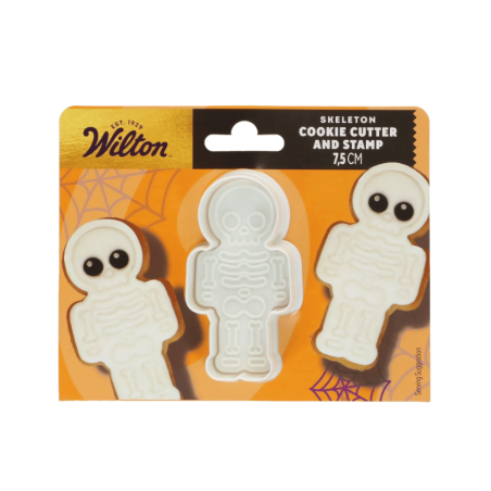 Cortador de galletas con forma de esqueleto de Wilton con sello