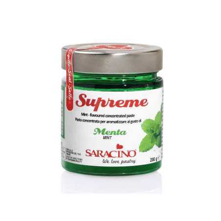 Pasta aromatizante de menta SARACINO para helados, postres y pasteles.