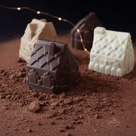 Molde de silicona 3D con forma de pueblo navideño para pasteles individuales
