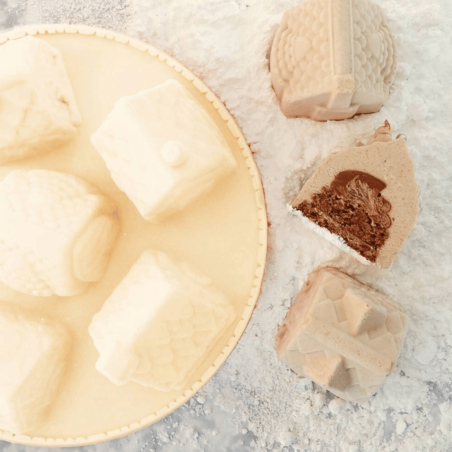 Molde de silicona 3D de chalets navideños para postres helados