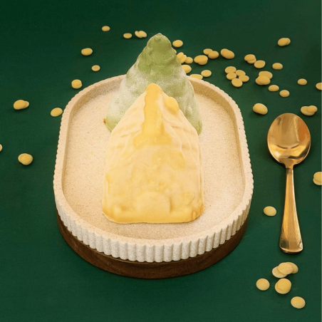 Postre de fruta congelada con forma de chalet navideño (scrapcooking)