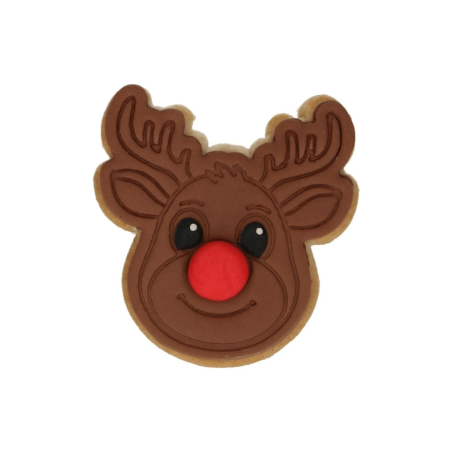 Galleta navideña decorada con una cabeza de reno