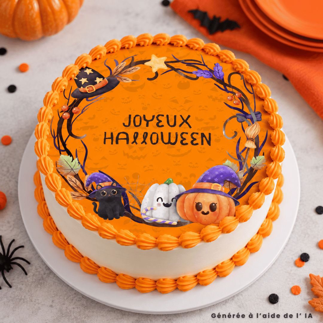 Disco de azúcar para pastel de calabaza de feliz Halloween