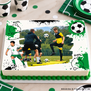 Decoración de pastel personalizada de hoja de azúcar de jaula de fútbol A4