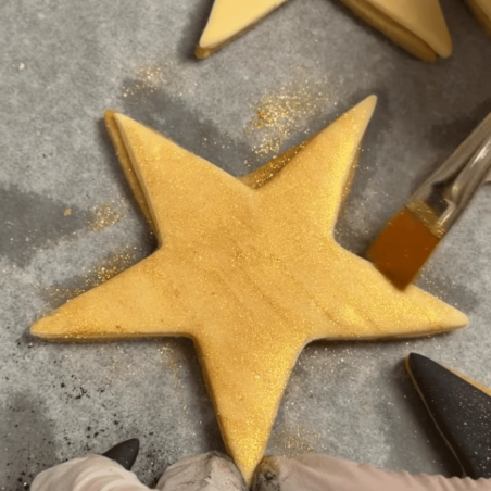 purpurina dorada comestible para galletas navideñas