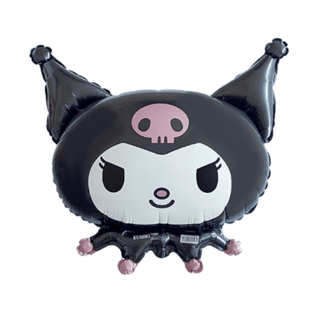 Globo gigante Kuromi de 77 cm inflado con helio, perfecto para un cumpleaños de Hello Kitty.