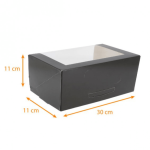Boite à bûche noire transparente 30x11x11cm