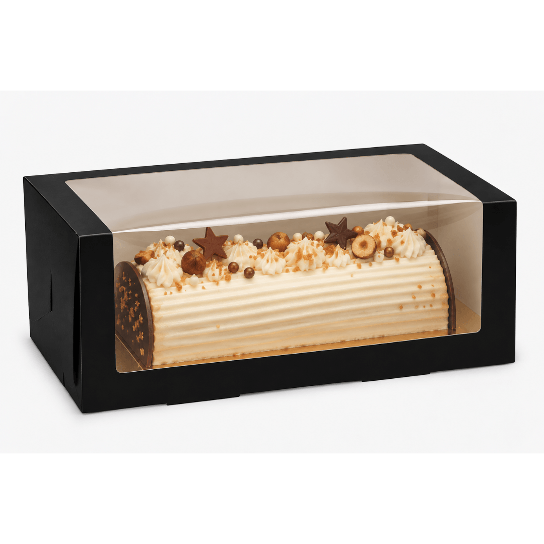 Boite à bûche noire transparente 30x11x11cm