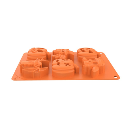 Molde de silicona para 6 pasteles de calabaza y calavera de Halloween