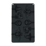 Moldes para piruletas de Halloween con calavera, murciélago, gato y sombrero de bruja.