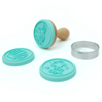 Sello para galletas de sirena con 3 impresiones: concha marina, cola de pez y estrella de mar.