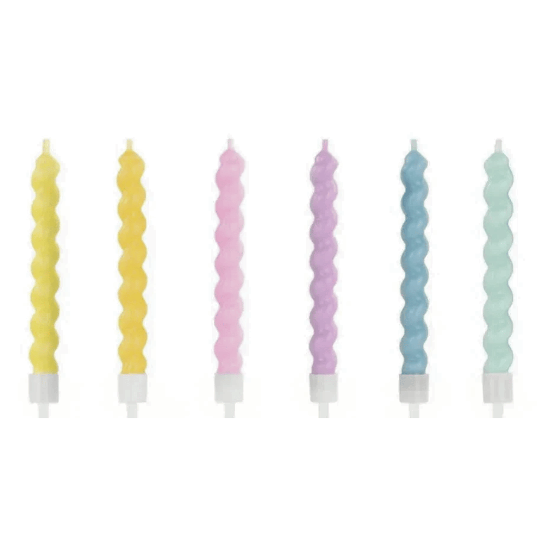 6 velas de cumpleaños retorcidas multicolores