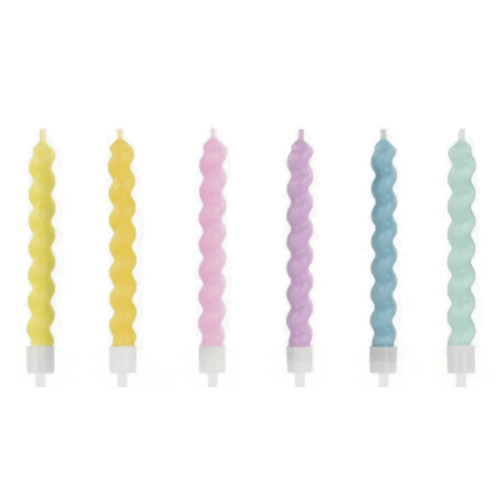 6 velas de cumpleaños retorcidas multicolores