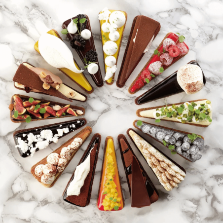 postres individuales en 3D, porciones de pastel