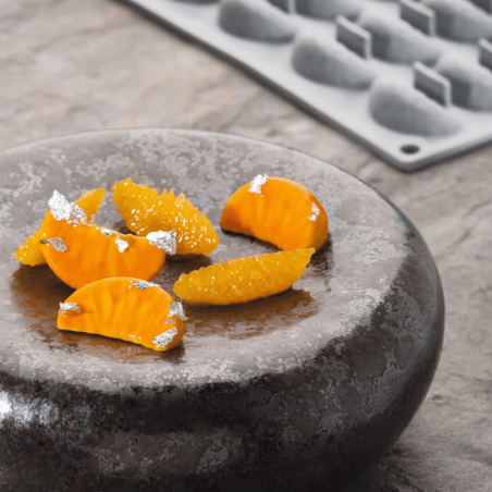 mini postres trompe l'oeil de mandarina en 3D