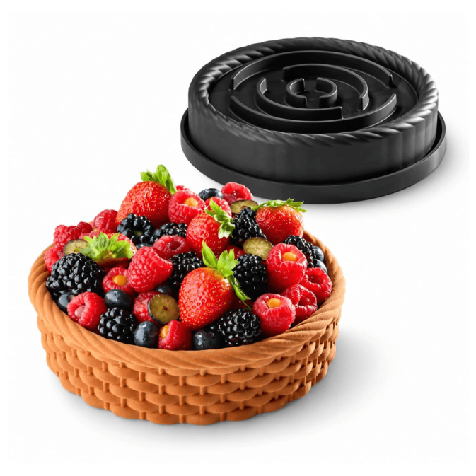 Molde de silicona con forma de cesta para entremets y pasteles.