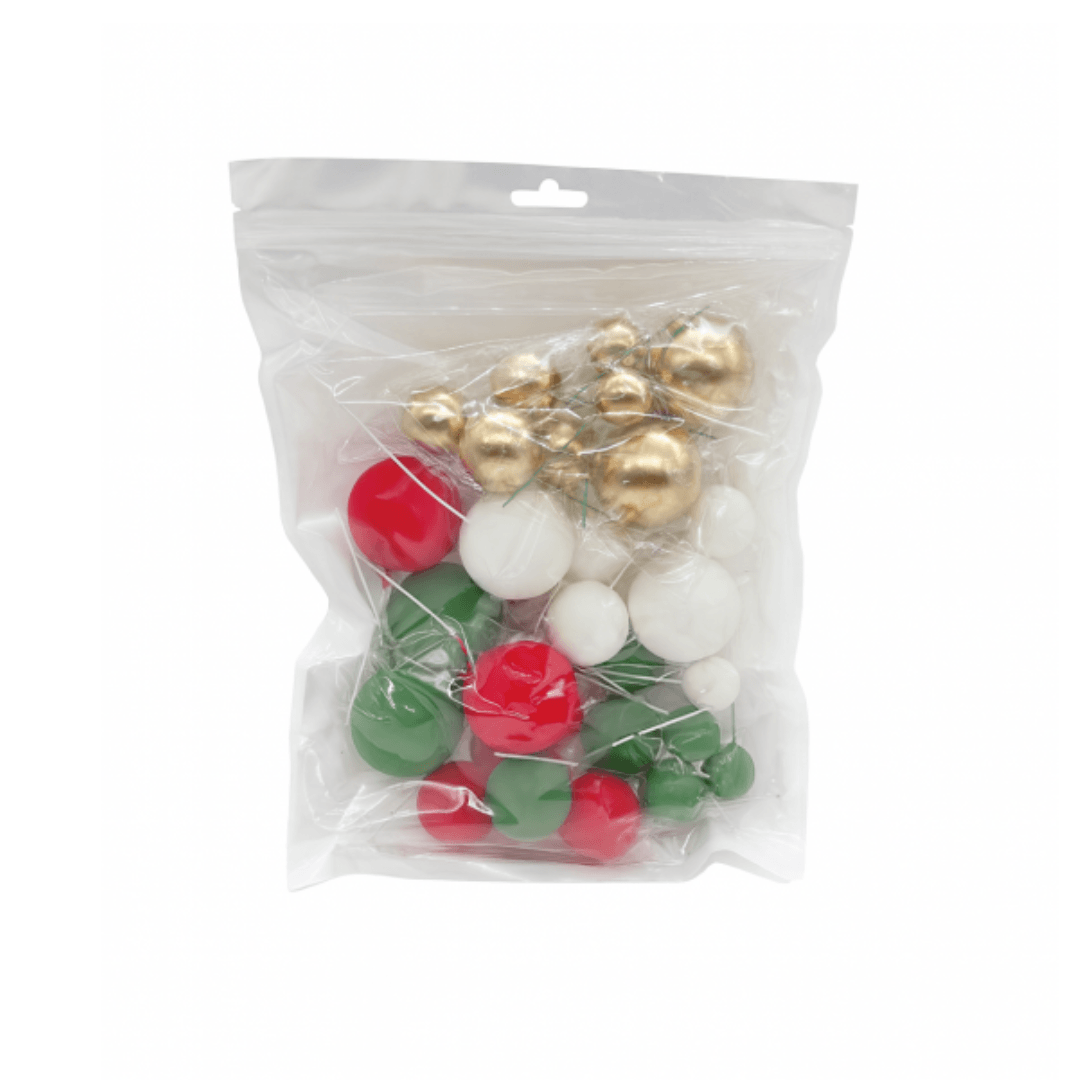 Juego de 32 bolas decorativas para pasteles navideños