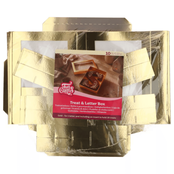 Caja de embalaje de chocolate dorado Funcakes - paquete de 10