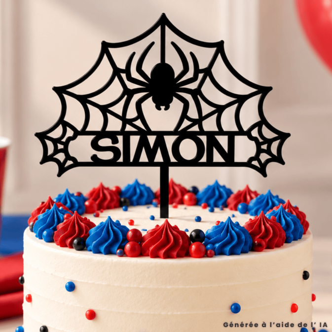 Idea de adorno personalizado para pastel con forma de araña