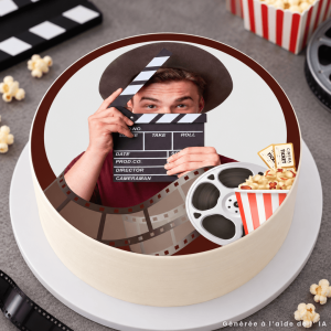 Foto comestible redonda 20 cm Cine personalizado