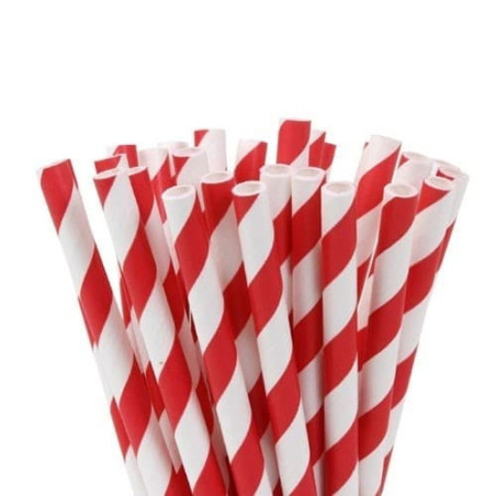 20 palitos de paja rojos y blancos