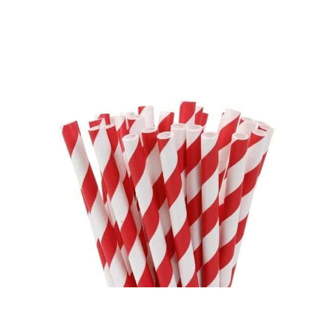 20 palitos de paja rojos y blancos