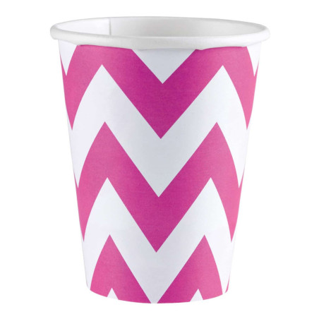 8 copas de chevron rosa y blanco