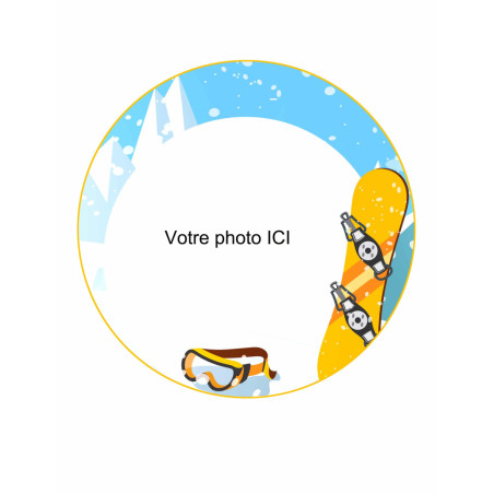 foto comestible de snowboard redonda personalizable