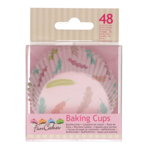 48 estuches para cupcakes de plumas